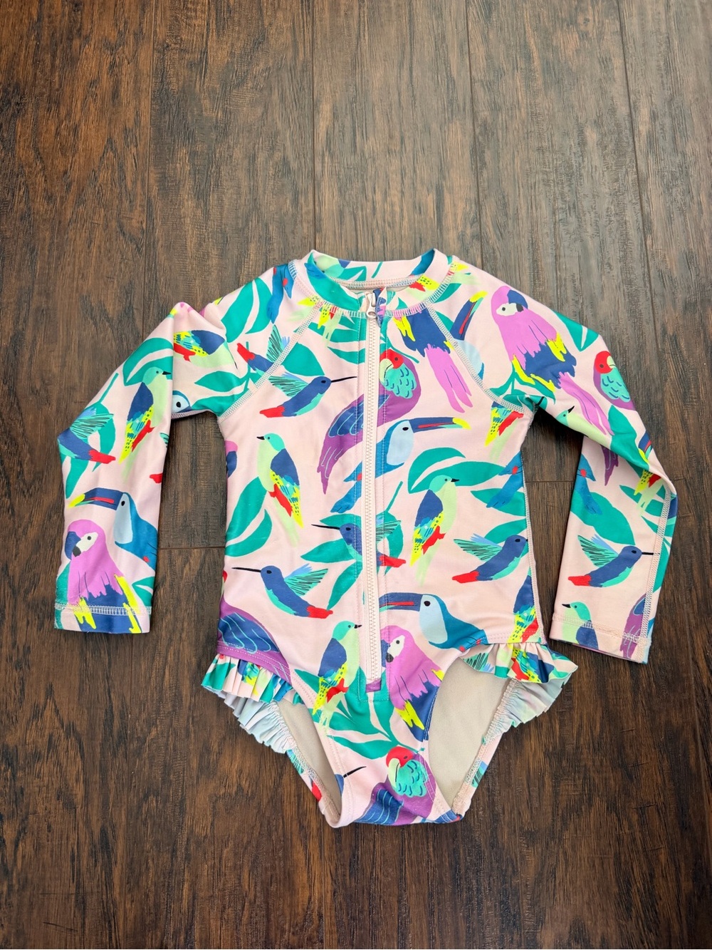 Tea Collection Rashguard Swimsuit 18-24 months EUC Colorful Parrots